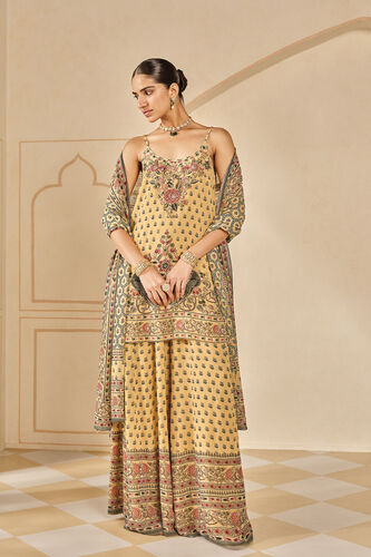 Arzoo Printed Bemberg Sharara Set, Yellow, image 1